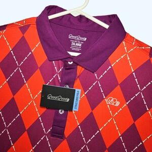 NEW Good Good Golf Highland Polo Mens 2XL Orange Purple Argyle Golf Tee Print